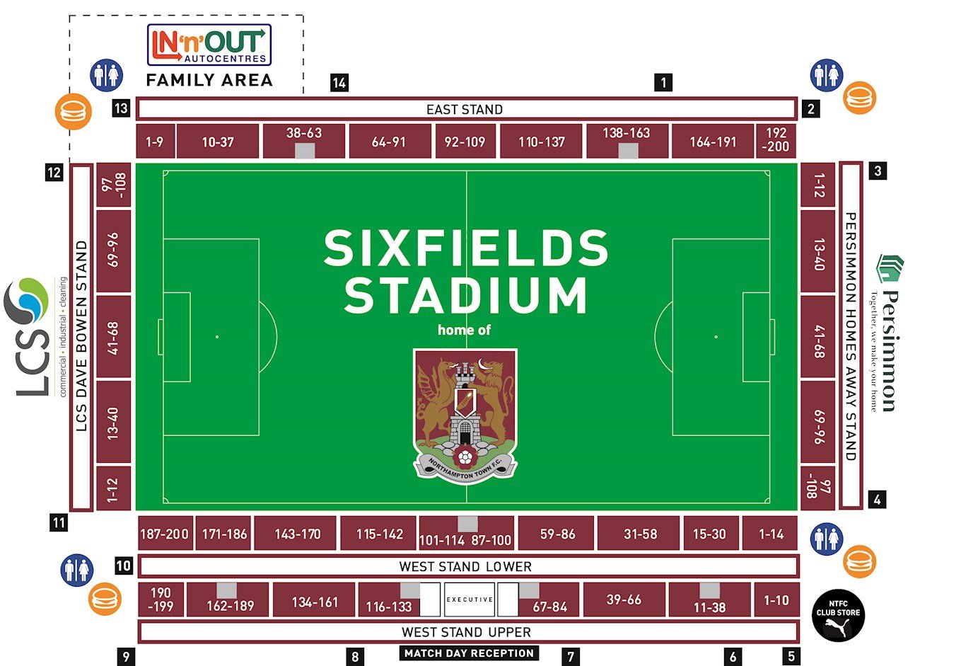 Map of Sixfields Stadium